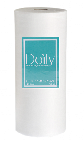 

Салфетки в рулоне 20х20 см одноразовые Doily сетка, 100 шт (плотность 40г/м2), Белый