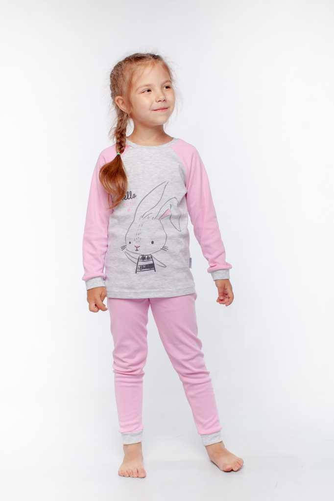 

Пижама детская на 2-7 лет розовая Зайчик bunny, Розовый