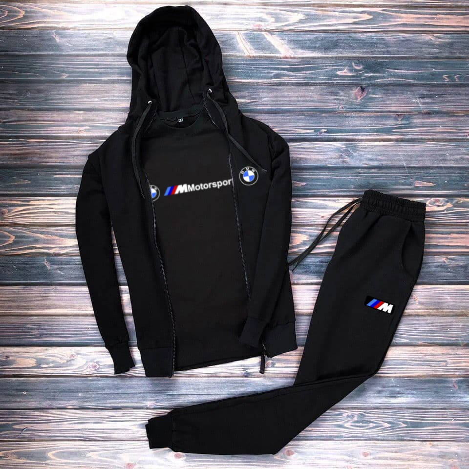 

Спортивный костюм BMW Motorsport мужской черный | Комплект осенний весенний Кофта на молнии + Штаны
