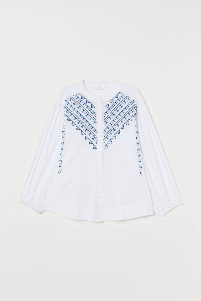 

Блузка с вышивкой H&M XS Белый/Синий (0817032003)
