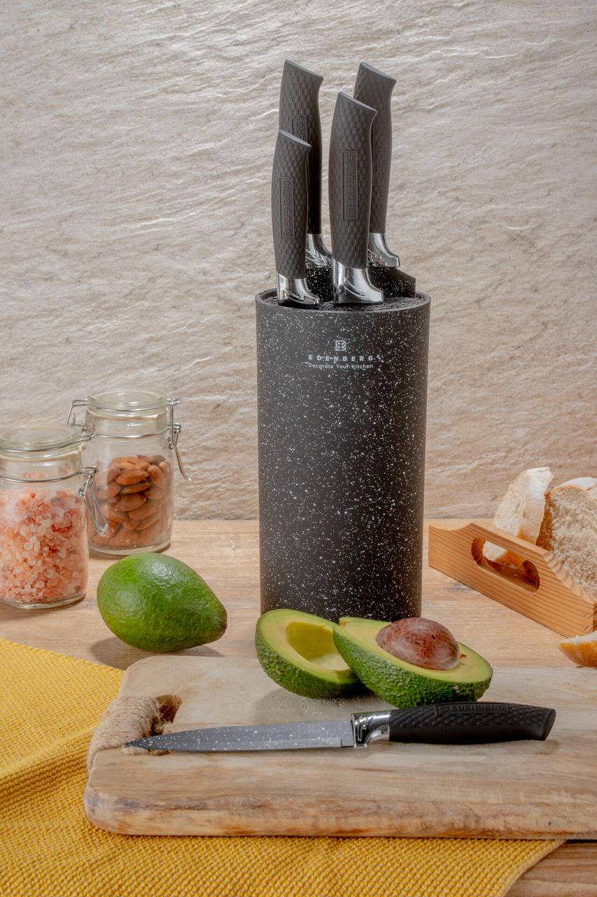 

Набор ножей с колодой Edenberg EB-5103W - 7 предметов (Черный)