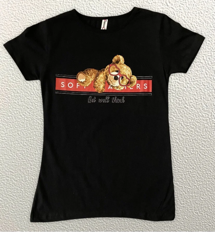 

Жіноча Футболка HAZARD Ведмедик Get well think чорна 211749