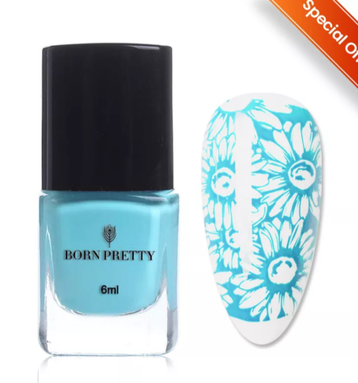 

Born Pretty лак для стемпинга быстро сохнет не требует лампы 6мл. Голубой