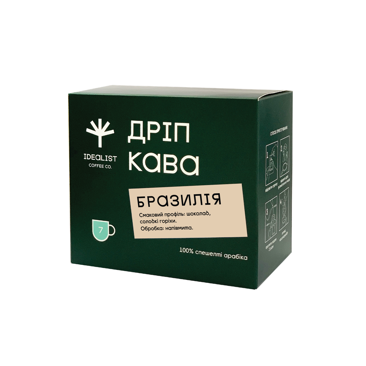 

Кофе молотый Дрип пакет IDEALIST COFFEE CO Бразилия 7*12г
