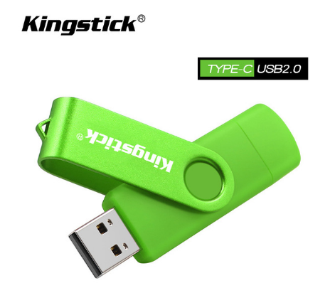 

USB OTG флешка Kingstick 64 Gb type-c - USB A Цвет Зелёный для телефона и компьютера