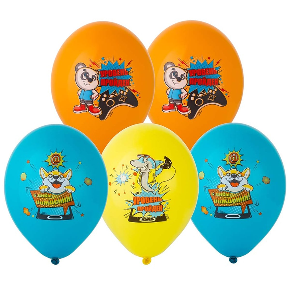

Латексный шарик BELBAL 12"(30 см) Зверюшки геймеры, Разные цвета