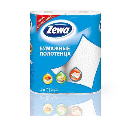 

Полотенце бумажное ZEWA кухонное 2 слойное 2 рулона белые маккулатурка, Белый