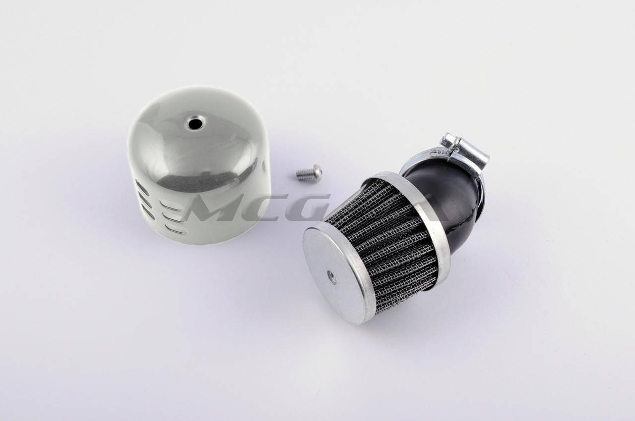 

Фильтр воздушный (нулевик) на мототехнику Ø35mm, 45*, "колокол" (хром)