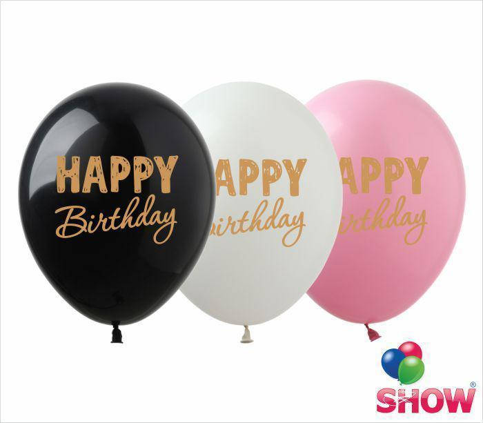 

Воздушные шары Happy birthday золотая надпись 12" 30см