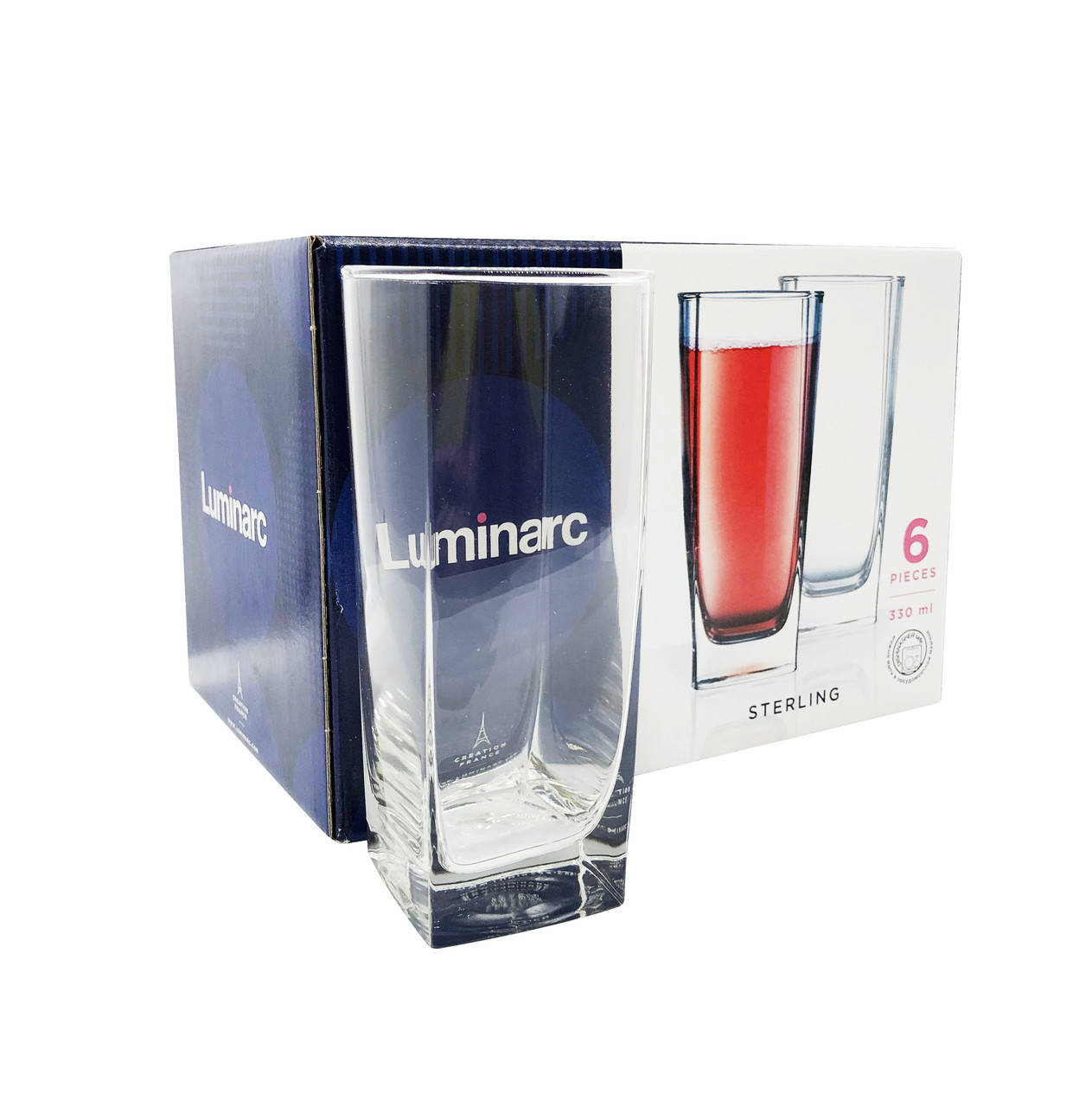 

Набор высоких стаканов с квадратным дном Luminarc Sterling 330 мл 6 шт (H7666), Прозрачный