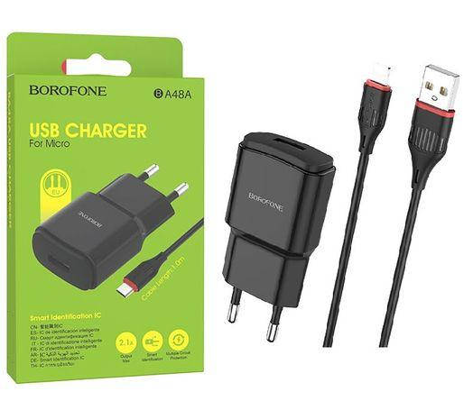 

Сетевое зарядное устройство Borofone BA48A Orion (1USB/2.1А) + Lightning черный