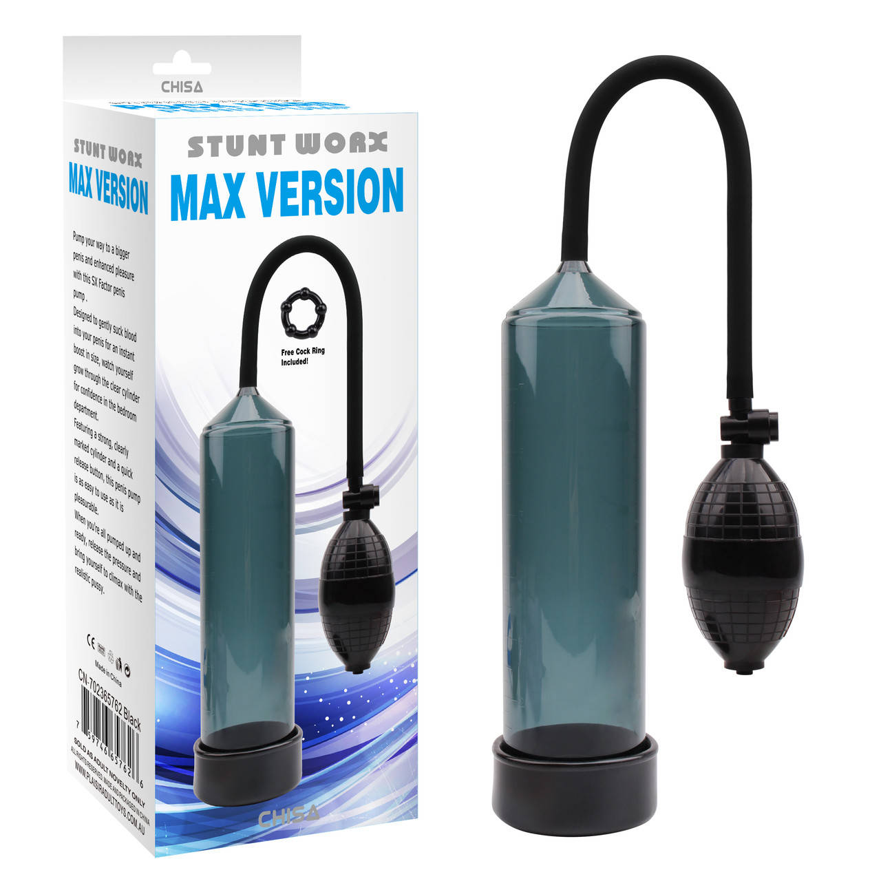 

Помпа для увеличения члена черная Max version, Синий
