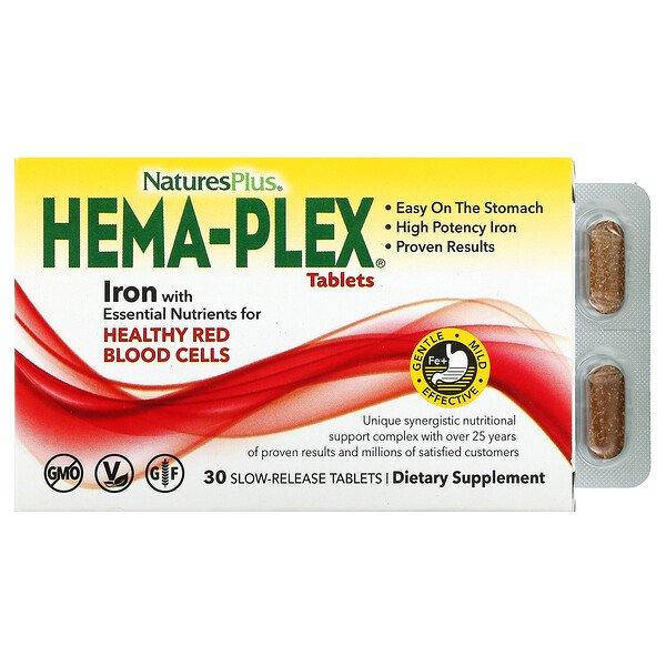 

NaturesPlus, Hema-Plex, 30 таблеток с длительным высвобождением