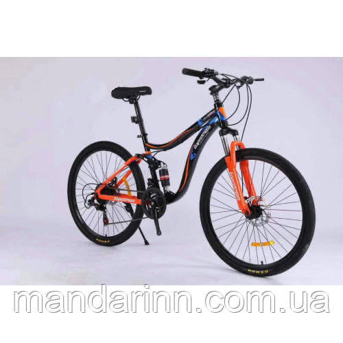 

Горный велосипед двухподвес TopRider-910 26 дюймов. Дисковые тормоза.Оранжевый