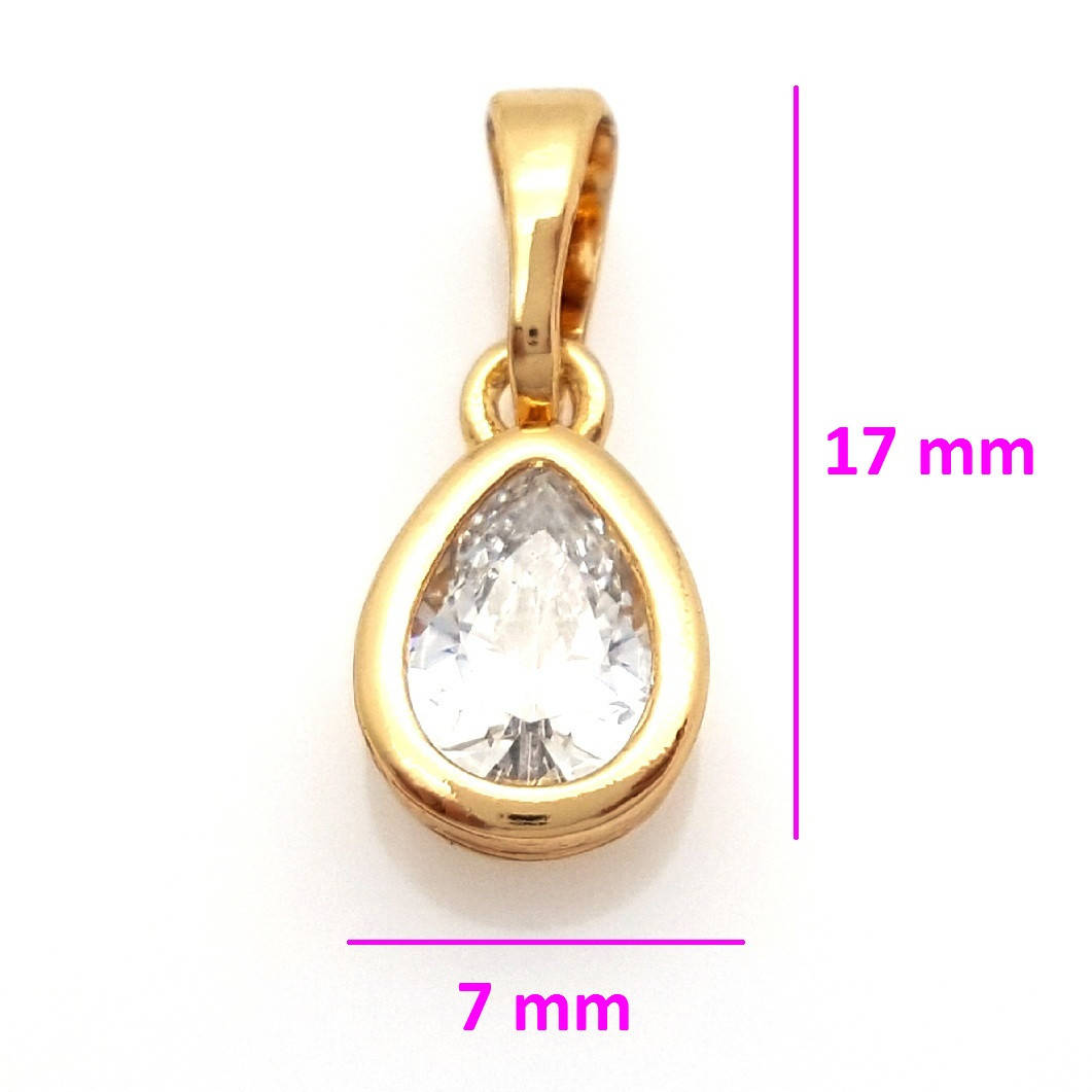 

Кулон из медицинского золота, Хрустальная капелька, 7 мм, 18К