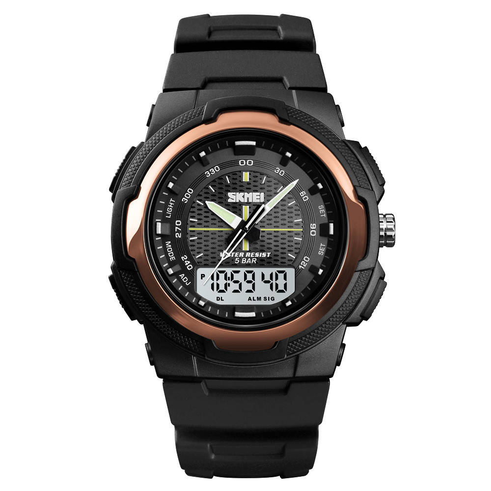 

Skmei 1454 черные с розовым золотом мужские спортивные часы