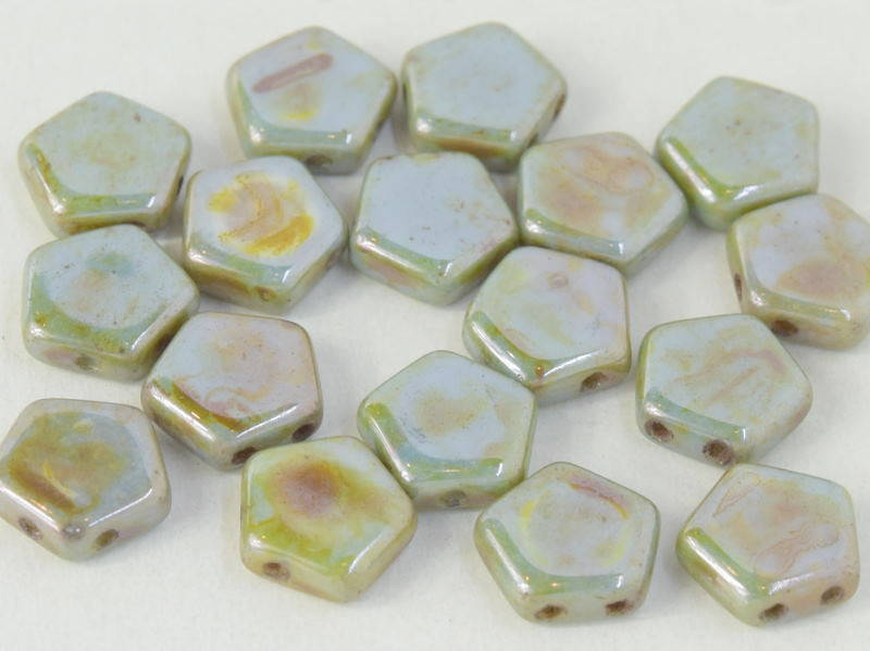 

Чеські намистини Pego 10 мм. CHALK WHITE BLUE LUSTER