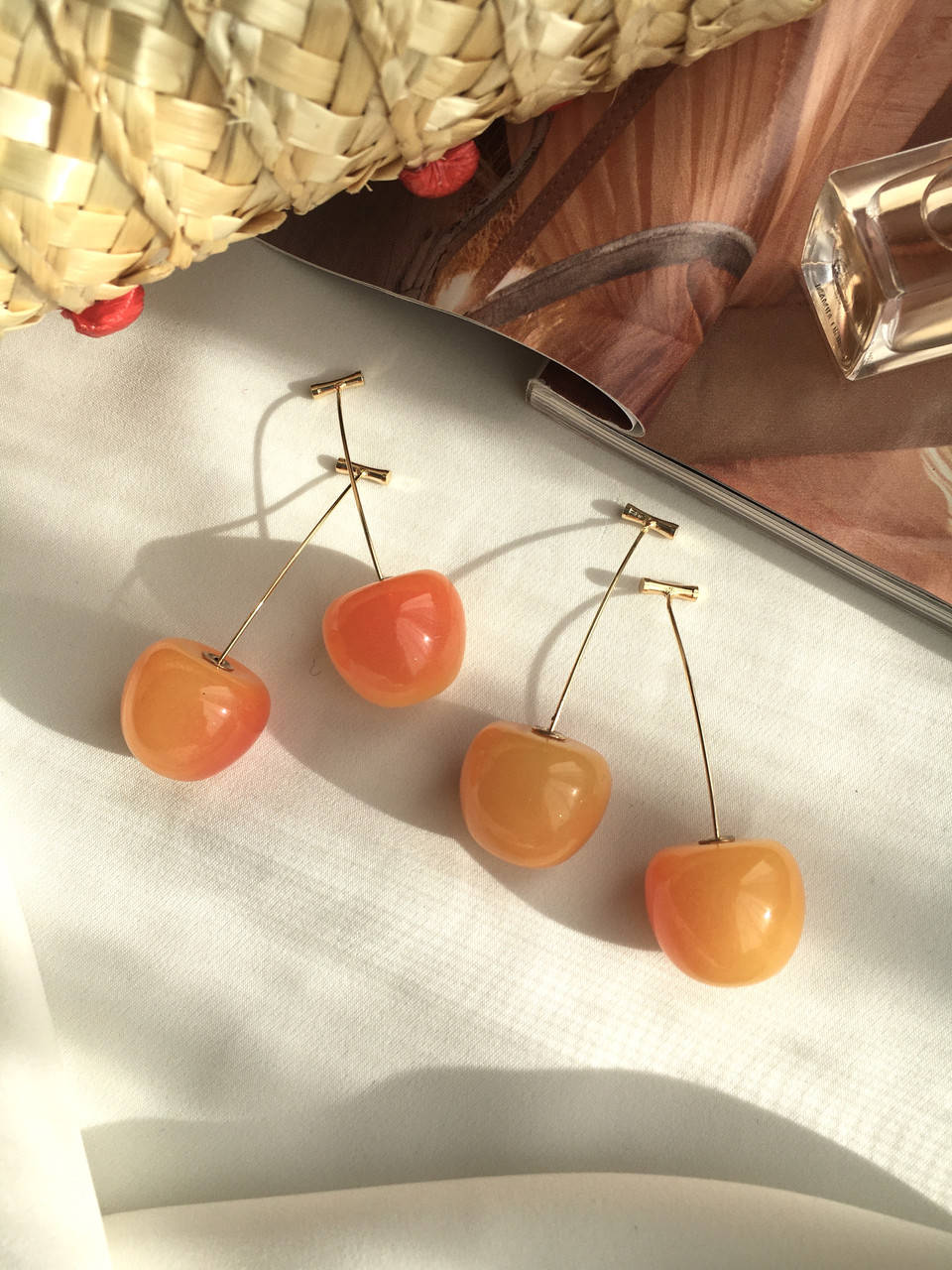 

Серьги вишенки черешенки желтые