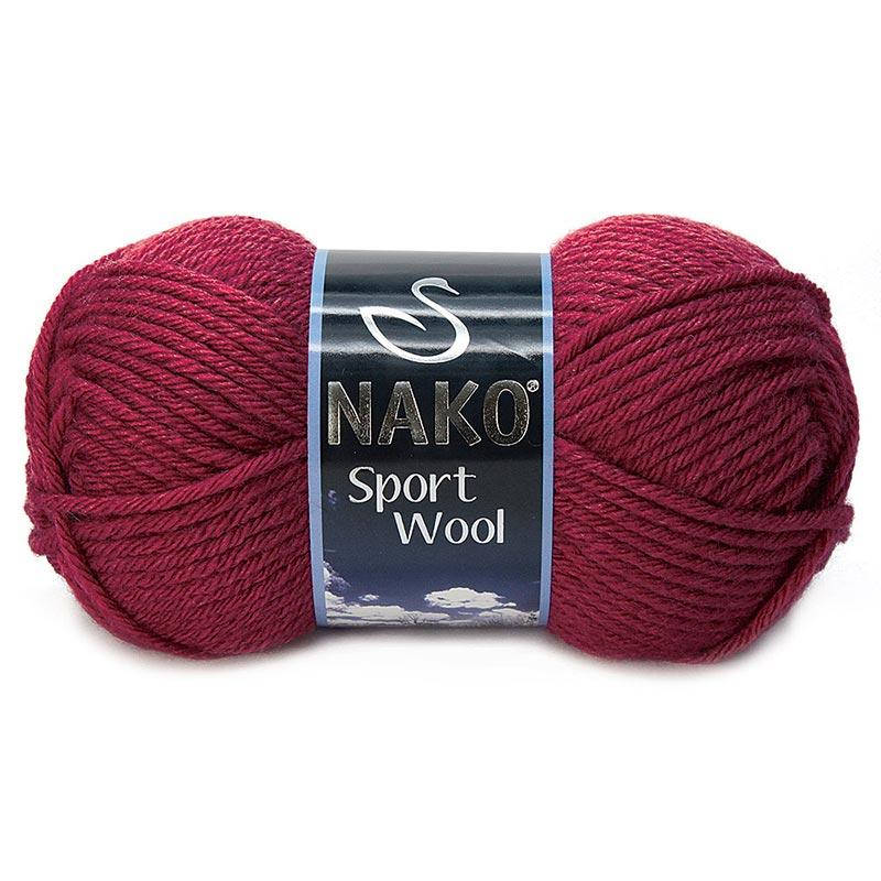 

Толстая пряжа Nako Sport Wool (нитки для вязания полушерсть Нако Спорт Вул) 25% шерсть 75% акрил-6592 бордо