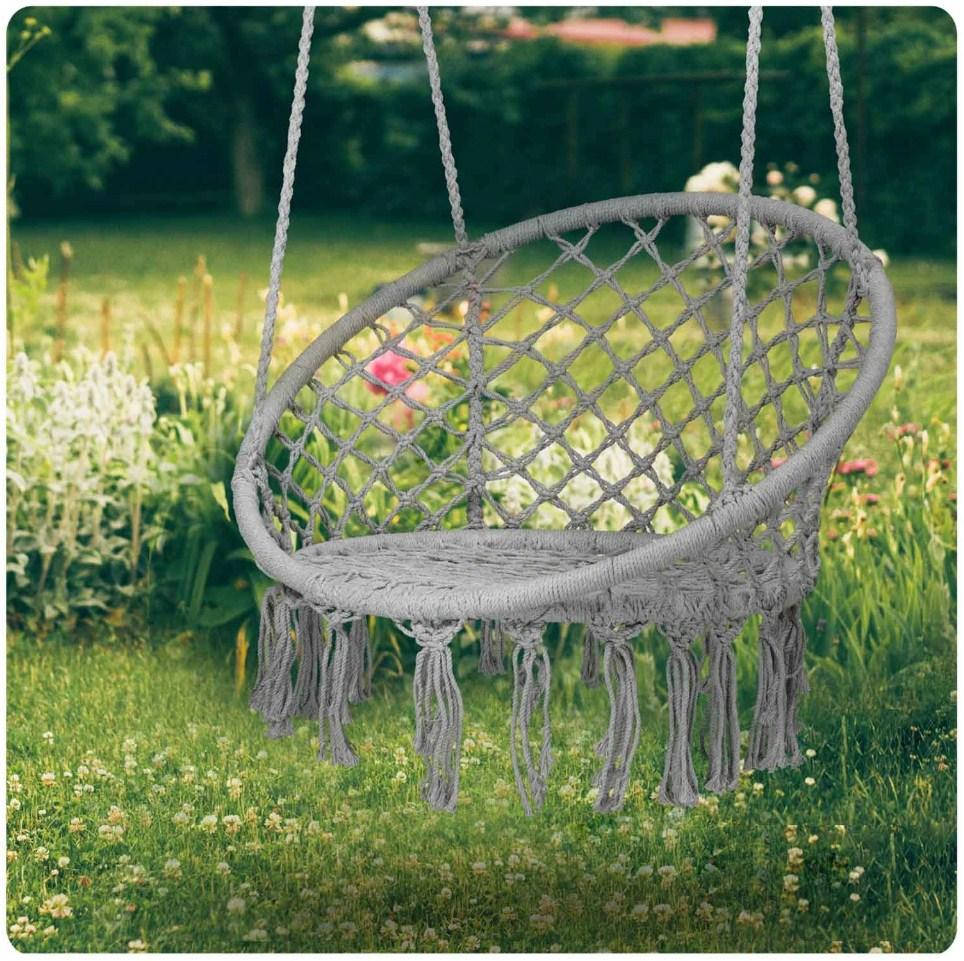 

Садовое подвесное кресло-качалка BOHO серый 290002