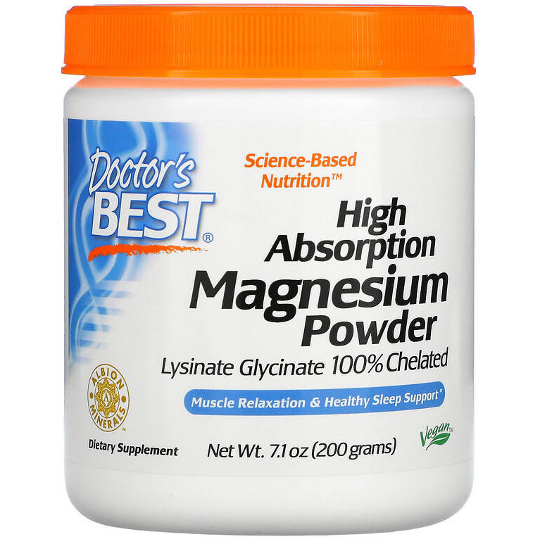

Хелатный магний в порошке Doctor's Best "High Absorption Magnesium Powder" с лизином и глицином (200 г)