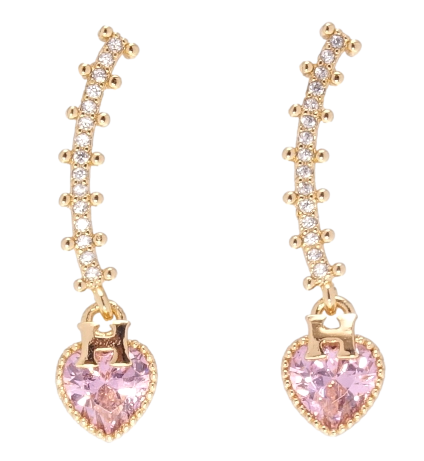 

Серьги Xuping Позолота 18K гвоздики (пусеты) "Инкрустация цирконием и розовыми фианитами" узор на одну сторону