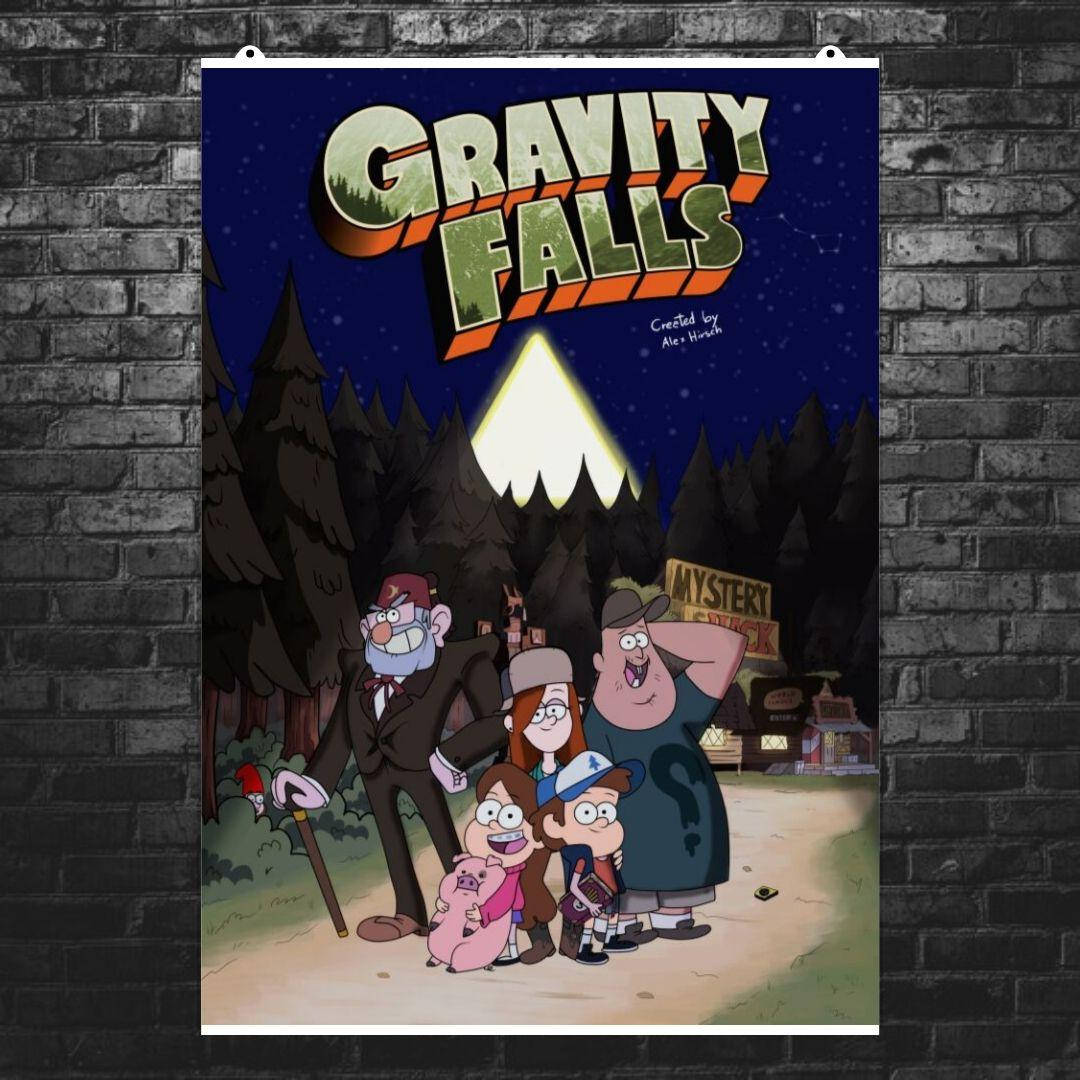 

Постер "Gravity Falls. Персонажи на фоне горы". Гравити Фоллз. Размер 60x85см (A1). Матовая бумага
