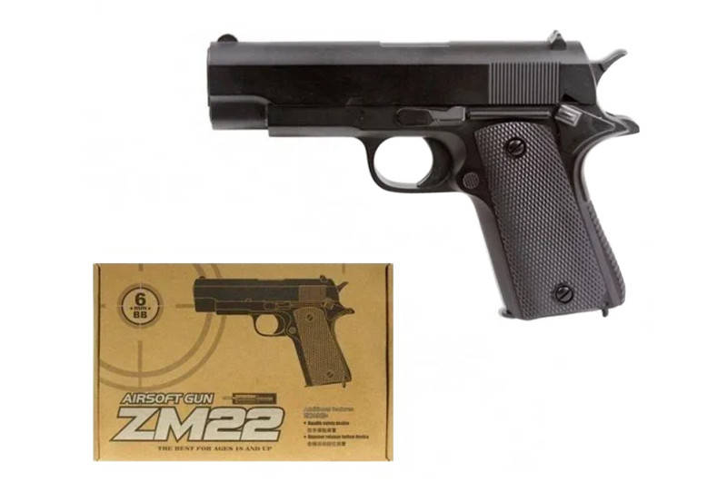 

Пістолет CYMA ZM22 металевий з пульками, коробка 20*4*14 см
