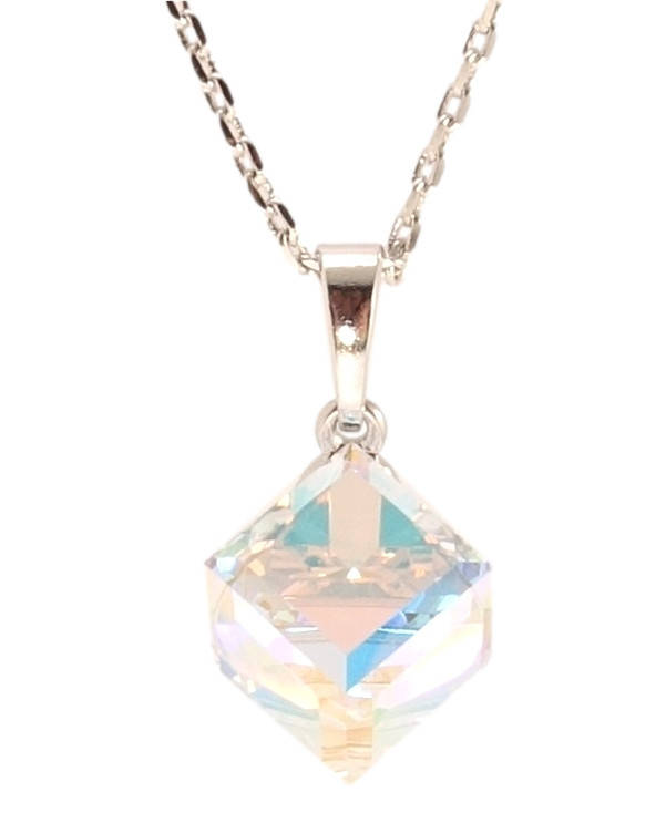 

Кулон Xuping Родий с кр-ми Swarovski на цепочке "Кристальный куб Shimmer 8х8мм" дл. 40-45см х 1мм