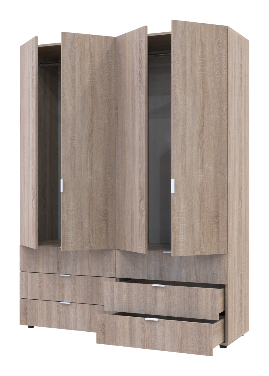 Розпашна Шафа для одягу Doros Гелар комплект Cонома 2+2 ДСП 155х49,5х203,4 (42002123) 2