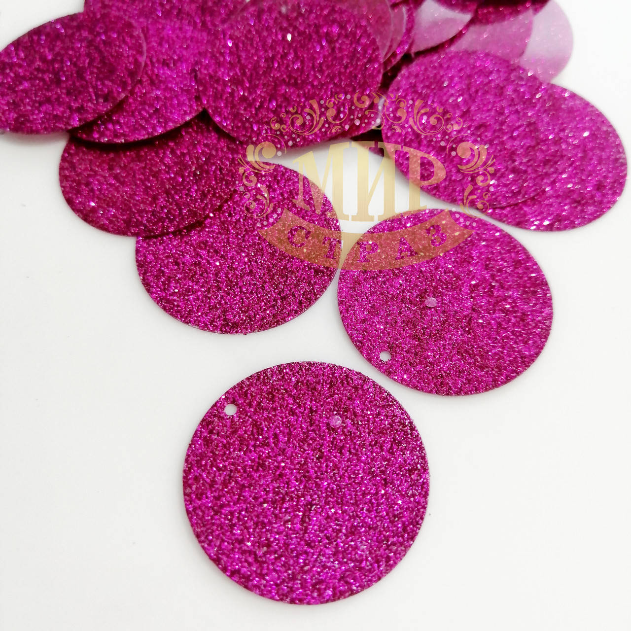 

Пайетки глиттерные 30мм, цвет Sparkle Fuchsia, 100 шт