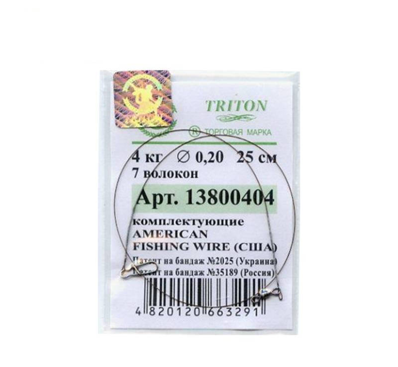 

Поводок плетеный Triton (1х7) 9 кг. 24 см. (уп. 1шт.)