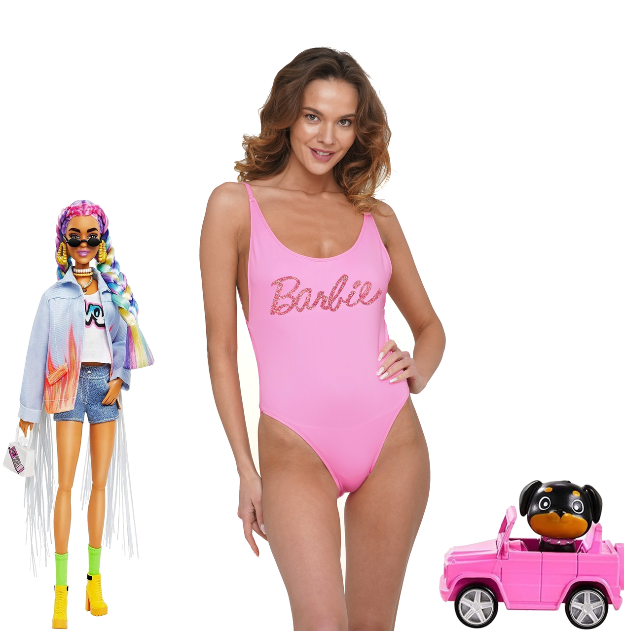 

Купальник с принтом "Barbie" Сдельный Розовый Размер