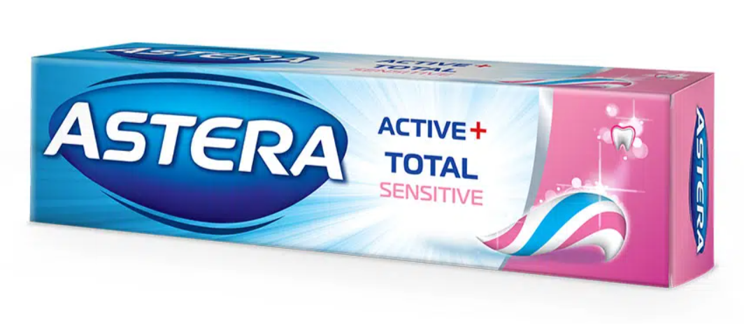 

Зубная паста Astera Active+ Total Sensitive для чувствительных зубов и десен 110 г