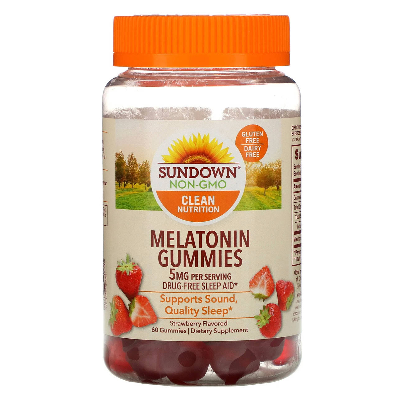 

Мелатонин Sundown Naturals, жевательные конфеты с мелатонином, со вкусом клубники, 5 мг, 60 жевательных конфет
