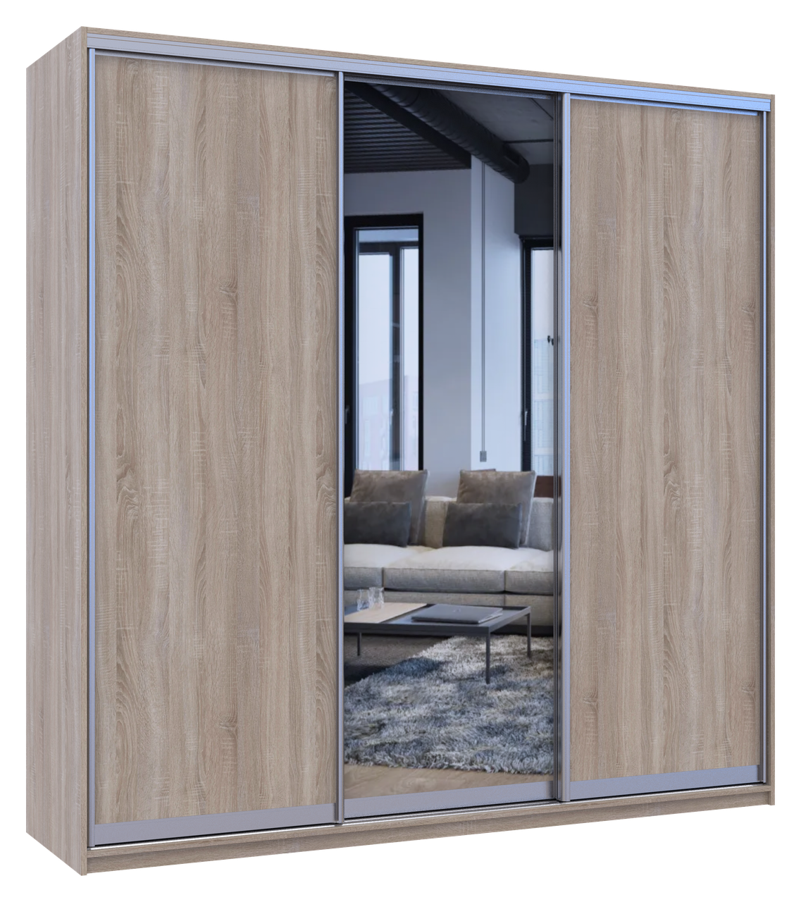 Шафа купе Doros Сіті Лайт Дуб сонома 2 ДСП / 1 дзеркало 225х60х225 (42002135) 4