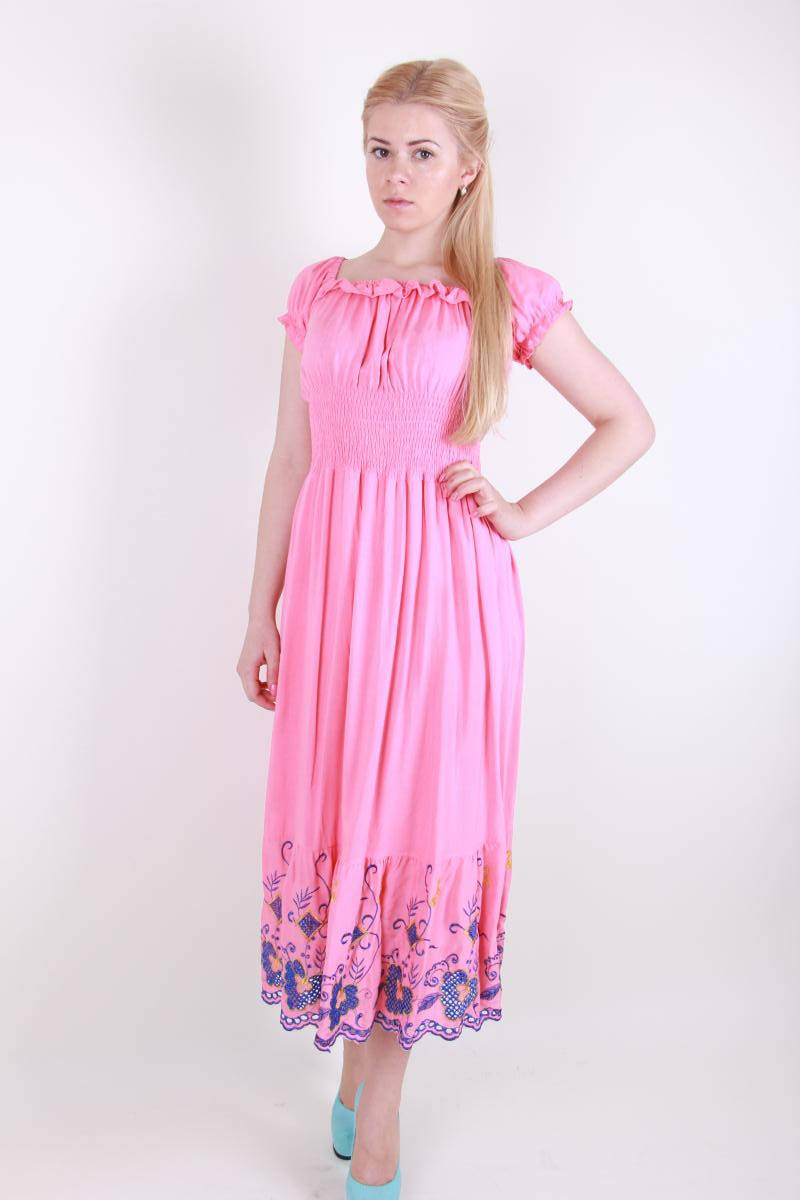 

Модный летний сарафан с цветочной отделкой внизу больших размеров