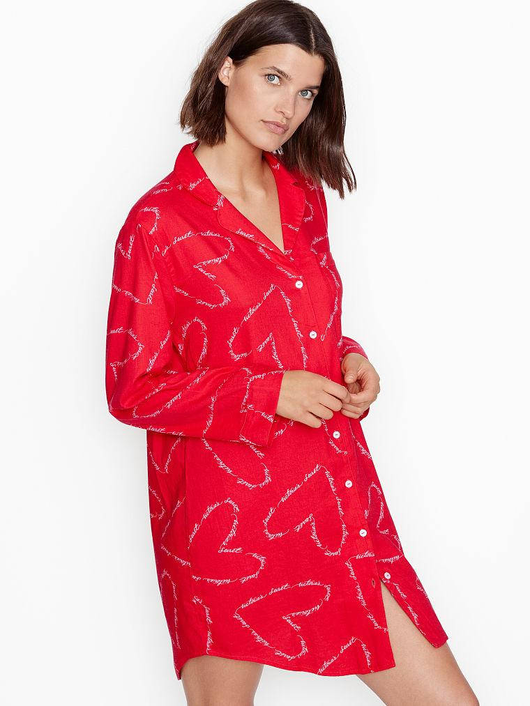 

Рубашка Халат Victoria's Secret Cotton Flannel Sleepshirt, Красный S