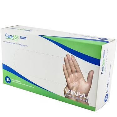 

Перчатки виниловые смотровые неопудренные Care 365, 100шт/уп S