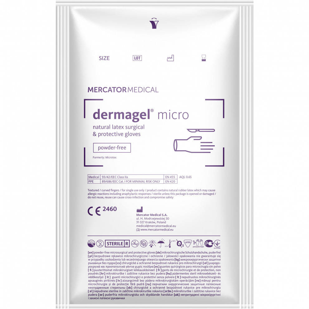 

Перчатки Dermagel Micro латексные хирургические стерильные неприпудренные р.7,5, Коричневый