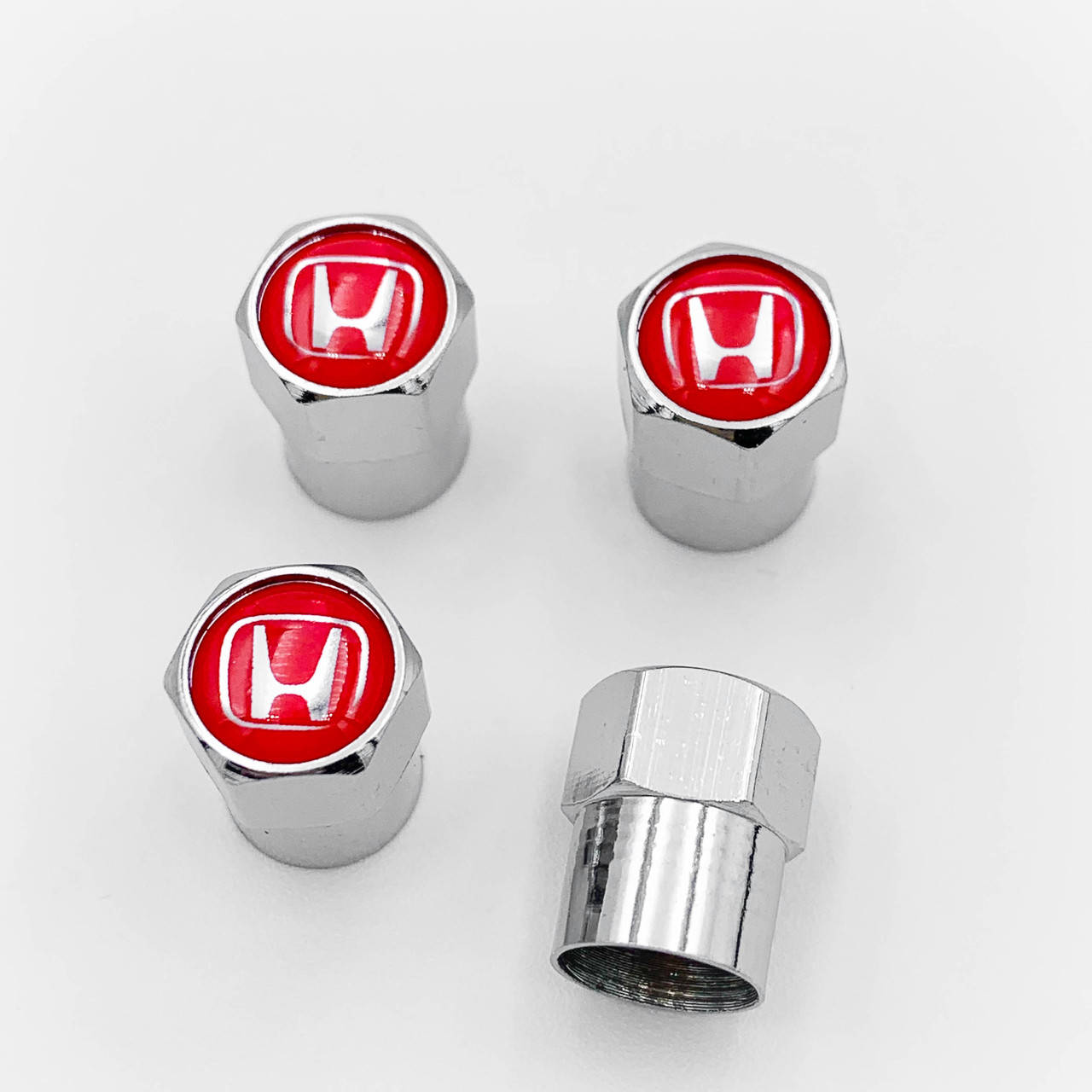 

Защитные колпачки на ниппеля HONDA (Хонда) 4 шт Красный фон Хром