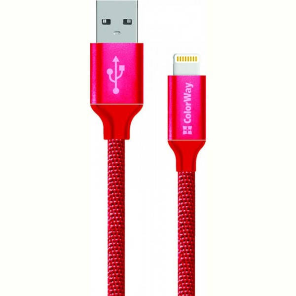 

Кабель ColorWay USB-Lihgtning, 2.4А, 2м Red (CW-CBUL007-RD), Красный