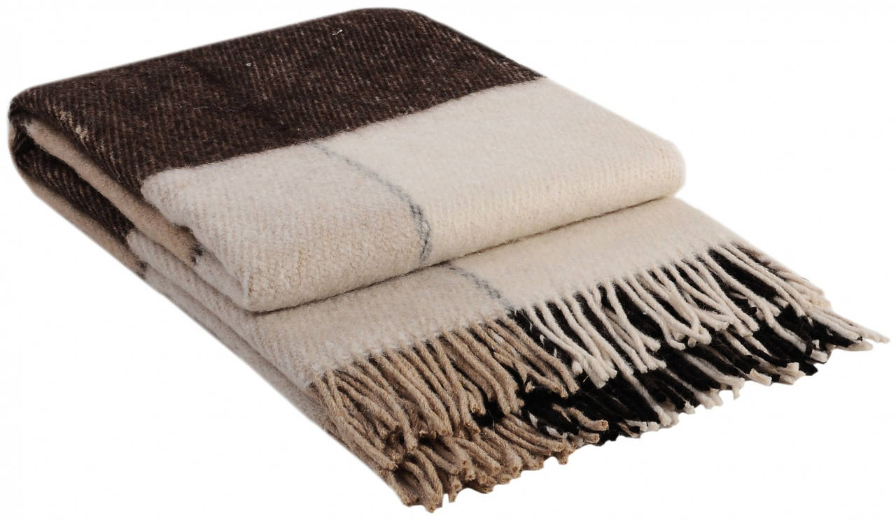 

Шерстяной плед Vladi Эльф Бело-Беж-Коричневый №1 Двуспальный 170х210