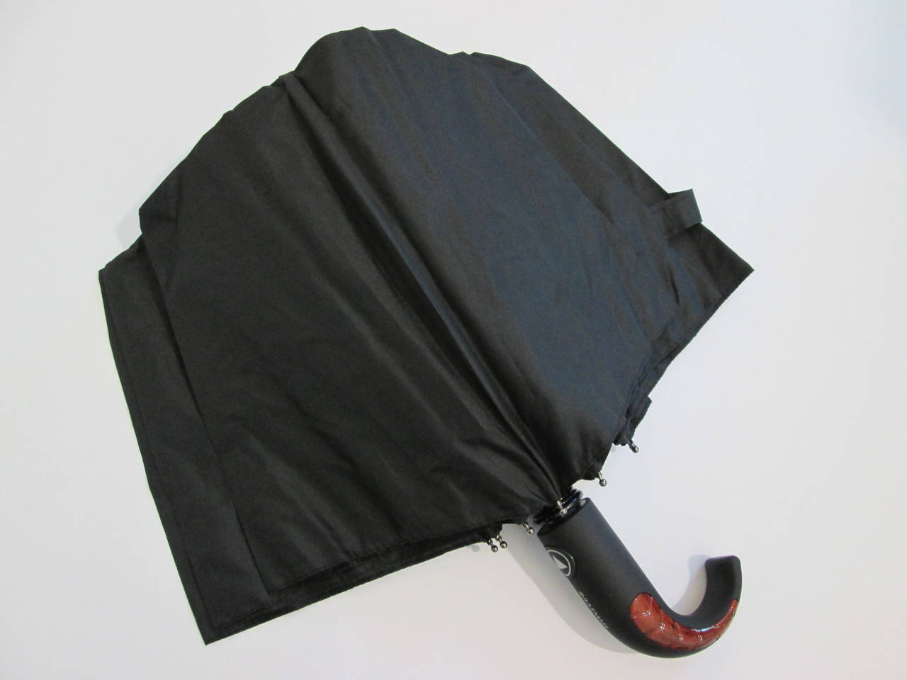 

Мужской зонт 3 сложения полуавтомат крюк, Черный