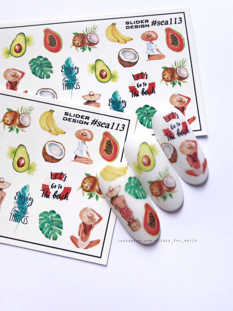 

Слайдер-дизайн SLIDIZ водная наклейка для ногтей Море, Тропики, фрукты