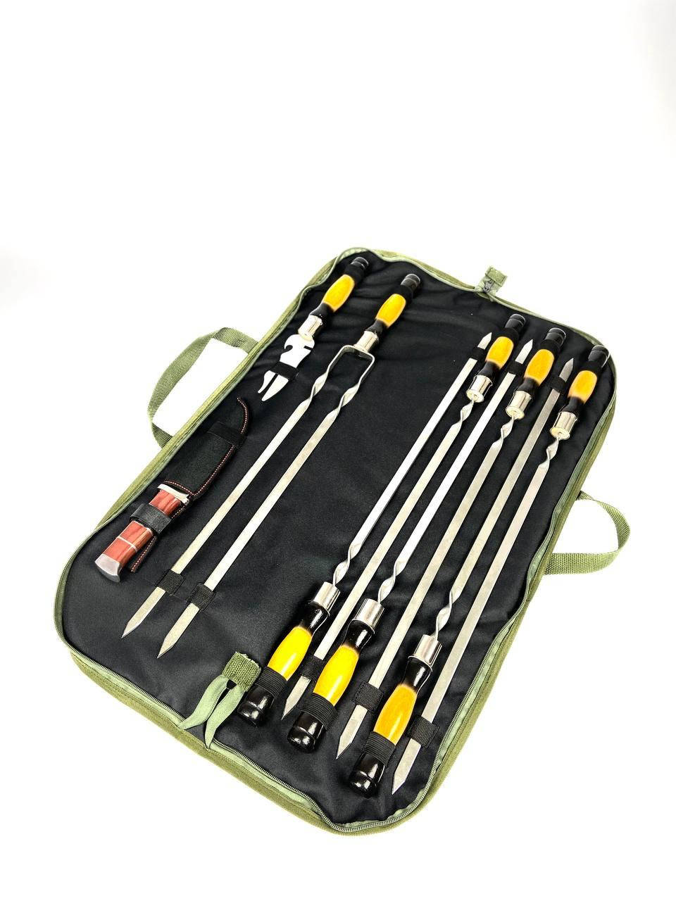 

Подарочный набор шампуров в сумке c охотничьим ножом "Енот-1"