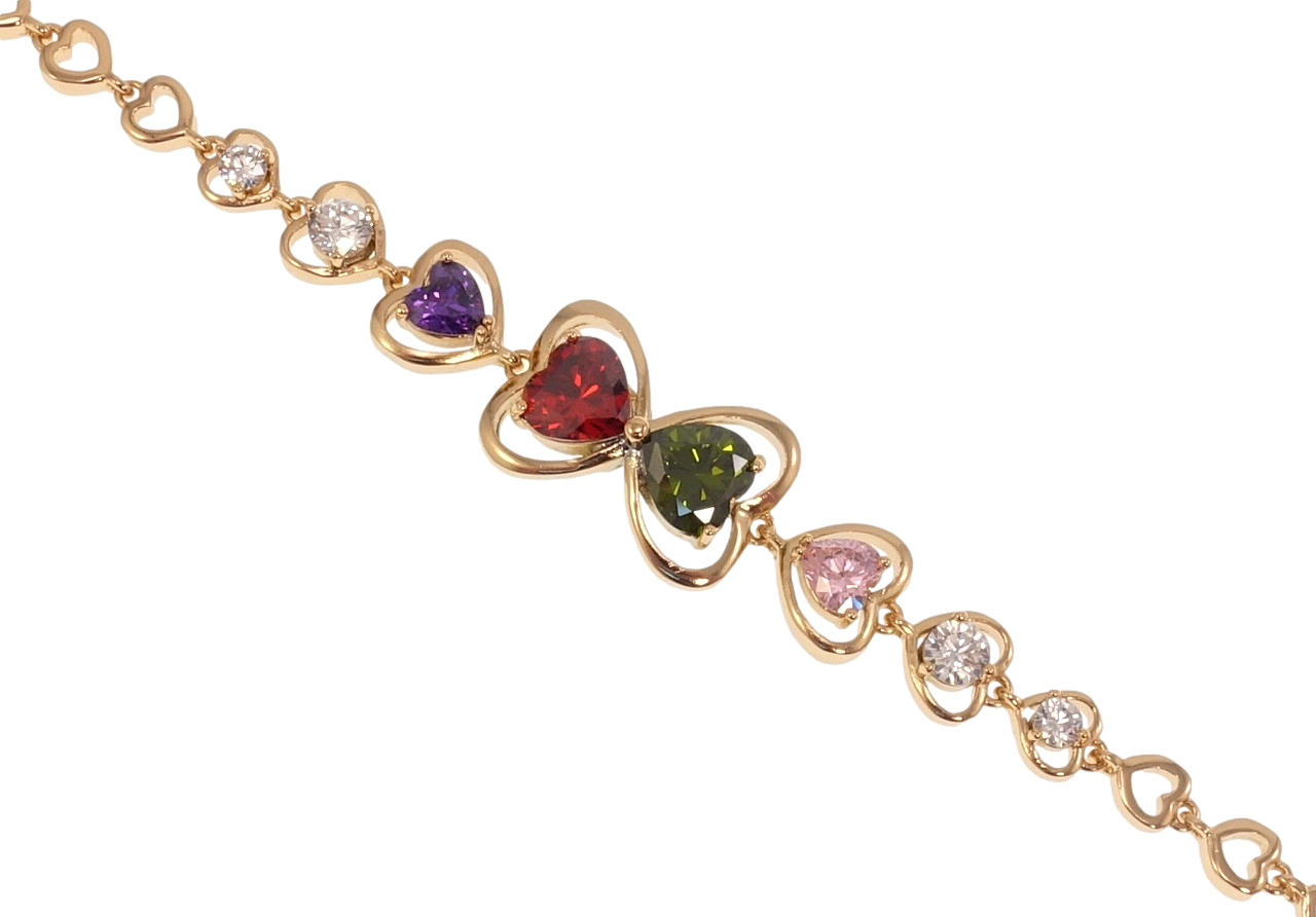 

Браслет Xuping Позолота 18K "Романтичный орнамент с цветными кристаллами" длина с доп.замком 17,19см х 5-13мм