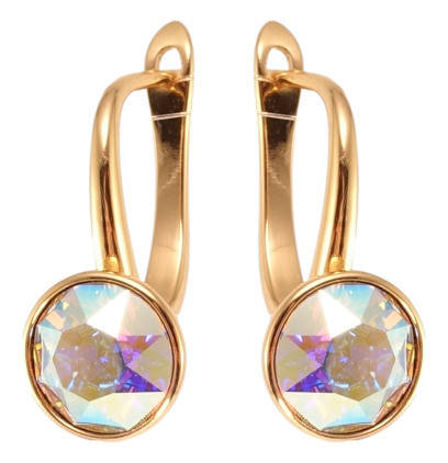 

Серьги Xuping Позолота 18K с кр-ми Swarovski английский замок "Кристаллы АВ на дужках, ø 8мм"
