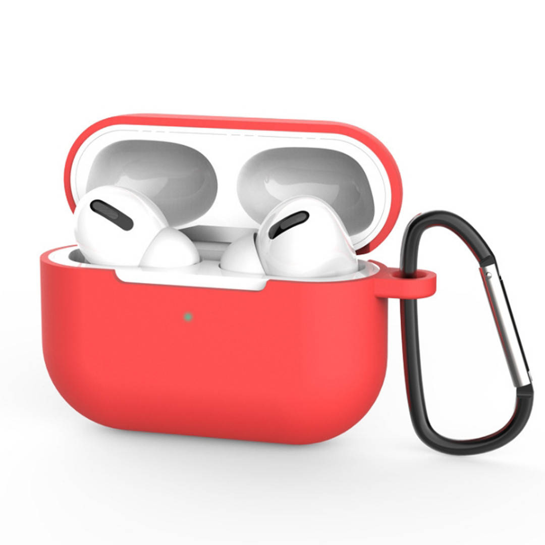 

Силиконовый чехол для Apple Airpods Pro (чехол+карабин) (светло-красный)