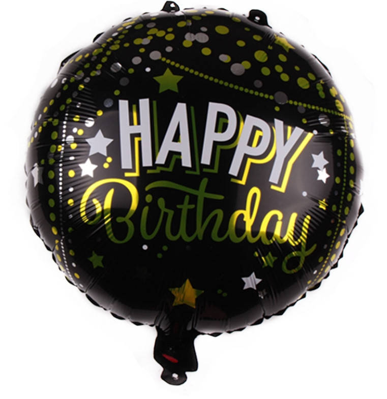 

Фольгированный шар Happy Birthday золото на чёрном (Китай)
